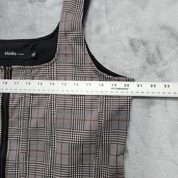 Torrid Studio Top Womens 0 12/L Black Red White Plaid Square Neck Zip Up Corset - Picture 7 of 9